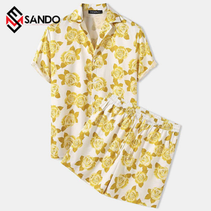 ชุดชายหาดแขนสั้นสำหรับผู้ชาย,ชุดสั้นสองชิ้นแบบลำลองโลโก้แบบกำหนดเองสำหรับฤดูร้อน - Product Image 3