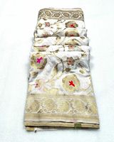 Saris en soie Georgette sur mesure, motifs floraux lumineux, écologiques, faits à la main, pour mariages, textiles de maison et créateurs de mode