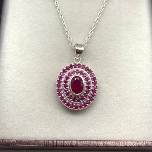 Colgantes de Plata de Ley 925 de diseño Vintage clásico, piedra llena de cristal de rubí con chapado en oro para ropa de fiesta de aniversario de mujer - Product Image 2