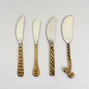 ชุดอุปกรณ์ชีสสแตนเลส 4 ชิ้น ขายดี พร้อมด้ามจับสีทอง ใบมีดสีเงิน ผลิตในอินเดีย - Product Image 4