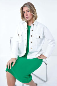 Vêtements pour femmes de couleur unie, mode féminine décontractée, vestes en gros, col rabattu, veste pour femmes, vestes en jean pour femmes - Product Image 3