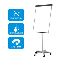 Tableau blanc magnétique mobile en métal Comix BM9866 avec clips pour retourner les feuilles, réglable en hauteur avec porte-stylo