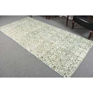 Alfombra de lana verde moderna de 4,4X9 pies, sala de estar grande para alfombra turca, respaldo de látex, alfombra rectangular de retazos, técnicas 3D para habitación - Product Image 4