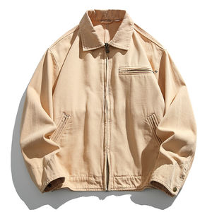 Veste de travail en toile épaisse personnalisée pour hommes, veste de travail unie, col zippé, veste multi-poches pour hommes, vente en gros, vêtements d'hiver - Product Image 2