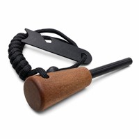 Allume-feu en ferrocérium à manche en bois, kit de survie en magnésium avec cordon en paracorde et allumeur en acier pour le camping et la randonnée