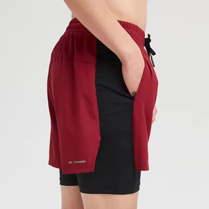 Pantalones cortos deportivos de ocio sueltos personalizados para hombre, tela con agujeros de secado rápido de doble capa, impresión Digital - Product Image 5