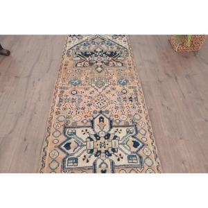 Alfombra de 2.8x10.9 pies, Alfombra Turca, Alfombra Azul Sólida - Product Image 3