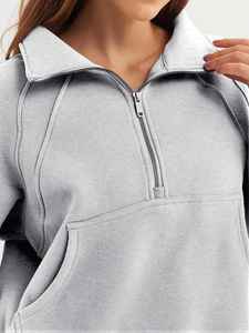 Femmes col roulé fermeture éclair court Hodes pour femme à la mode demi fermeture éclair col roulé sweat Streetwear femmes sweats à capuche - Product Image 4