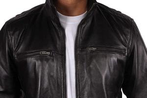 Chaqueta de Cuero de Oveja Vintage con Cuello Alto Clásico para Hombre, Estilo Urbano con Cierre de Cremallera - Product Image 3
