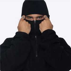 เสื้อสเวตเตอร์มีฮู้ดของผู้ชาย OEM เสื้อสเวตเตอร์มีฮู้ดแบบสตรีทแวร์หน้ากากนินจาทรงพอดีตัวรุ่นปกติผ้าคอตตอน100% ซับในสีทึบ - Product Image 1