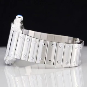 Reloj mecánico analógico de acero inoxidable antiguo cuadrado de lujo personalizado recién llegado estilo Hip Hop Moissanite diamante esqueleto - Product Image 3