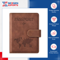 Portefeuille de voyage en cuir véritable de qualité exceptionnelle avec blocage RFID, fermeture à double pli, personnalisable, pour fournisseurs en gros
