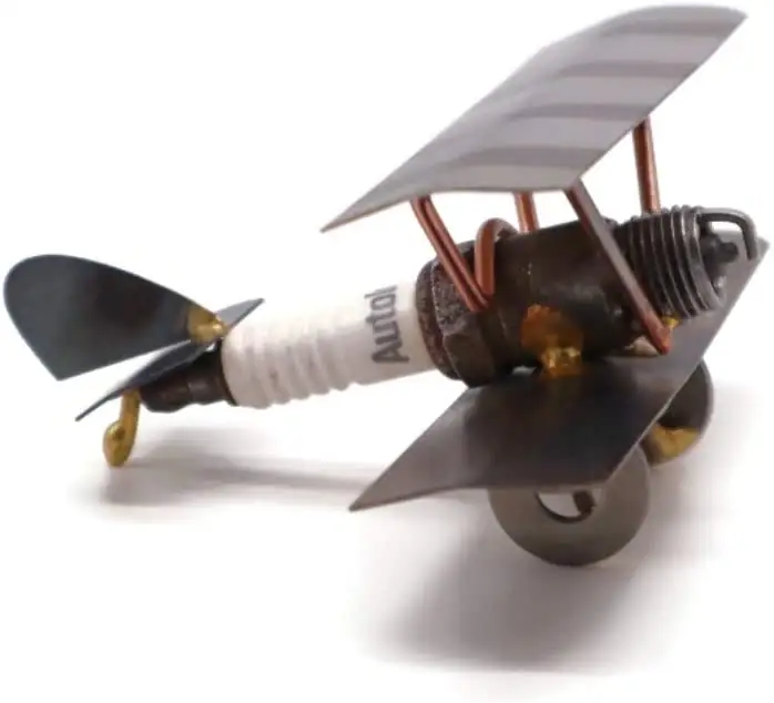 Bi-wing – avion à collectionner, Figurine d'art en métal faite à la main, accessoires de bureau, trophée, cadeau de patron, décoration de bureau à domicile, avion