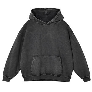 Hiver Hommes Vintage Heavy Weight 100% Sweats à capuche en coton lavé à l'acide Pullover imprimé Sweats à capuche en coton mélangé personnalisés pour hommes - Product Image 5