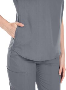 Ensemble de gommage médical confortable en coton extensible Uniformes d'infirmière médecin Hôpital Chirurgical Joggers unisexe Col en V Top Logo personnalisé - Product Image 4