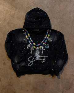 OEM Sweats à capuche sérigraphiés personnalisés à fermeture éclair épaisse 100% sweat à capuche en coton Streetwear personnalisé Sweat à capuche zippé avec strass - Product Image 3