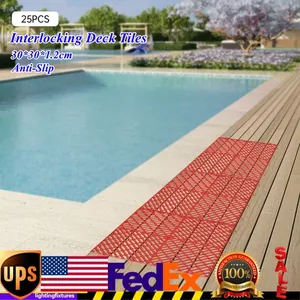 Azulejo de cubierta entrelazado moderno de 12x12 pulgadas, acabado de grano de madera liso, fácil clic para piscina al aire libre, baño, Patio, suelo de garaje, 25 uds. - Product Image 1