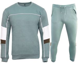 Hombres casual multicolor cuello redondo pipping chándal Sudadera con capucha Jogging Bottoms Raglan suéter Jogger estilo formal 3D bordado - Product Image 1