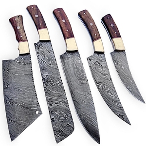 Vente en gros de couteaux de chef japonais personnalisés de qualité supérieure OEM ODM service professionnel Damas ensemble de couteaux de chef à manche en bois - Product Image 5