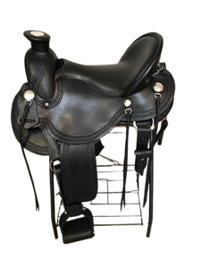 Sillín occidental de cuero genuino de primera calidad de RN Enterprises para carreras de barriles y equitación - Product Image 2