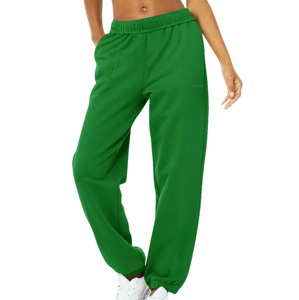 Logo personnalisé Pantalon de survêtement en coton pour femmes Pantalon évasé vert uni avec taille élastique Gym Sport Style décontracté Tissu en toile - Product Image 1