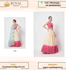 Nouveau Crush exclusif en soie Chinon avec travail en feuille Lehenga Choli avec travail brodé Dupatta - Product Image 6