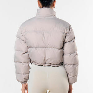 Veste courte matelassée d'hiver pour femme avec logo personnalisé, veste à bulles décontractée, chaude, isolée, épaisse, pour femmes - Product Image 4