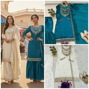 Diseño exclusivo de moda sureña india con bordados elaborados y lentejuelas, conjunto de salwar kameez para mujer con dupatta a juego, en venta en línea. - Product Image 6