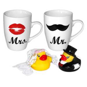 Sr. y Sra. Juego de 2 Tazas para Pareja de Novios con Patitos de Goma, Set de Regalo de Boda - Product Image 6