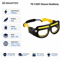 Lampe frontale rechargeable de style lunettes, corps en plastique ABS TPE, lumière LED de sécurité pour le camping, la randonnée, la plongée