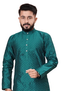 Hot Indian et Pakistanais Self Jacket Vêtements Kurta Pyjama en Soie et Polyester pour Mariage et Festival Wear - Product Image 3