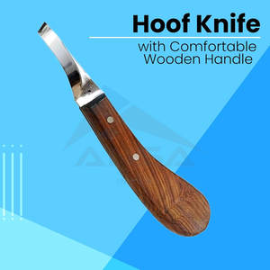 Premium Right Handed Hoof Knife <b>Wooden</b> Handle Double <b>Edged</b> Professional Farrier Horse Cow Goat Hoof <b>Trimming</b> Shoeing Grooming - Product Image 2