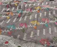 Sari en soie Georgette Tassar de Banarasi, tissé à la main, avec broderie Meenakari et jacquard Zari, protection solaire traditionnelle, séchage rapide, luxe, pour les fêtes