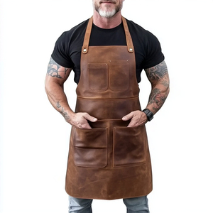 Tabliers personnalisés Tabliers en cuir véritable haut de gamme Tablier de chef en cuir élégant à la mode avec LOGO - Product Image 3