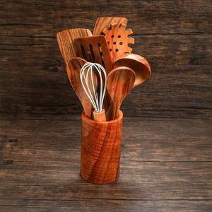 Ensemble d'ustensiles de cuisine en bois d'acacia naturel avec support Cuillères Spatules pour ustensiles de cuisine antiadhésifs - Product Image 2