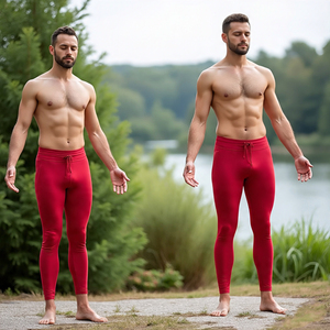 Pantalones de compresión de cintura alta con cordón para hombre, ropa de entrenamiento, mallas para hombre, pantalones cortos de compresión para ejercicio de gimnasio para hombre - Product Image 2