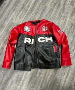 Veste de motard en similicuir vintage pour hommes, vêtements d'extérieur réversibles et légers, décontractés, noir, saison d'hiver avec fermeture à glissière en fourrure de mouton - Product Image 2