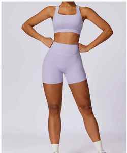 Venta al por mayor de sujetador de deporte de alto impacto elástico personalizado mujeres gimnasio Fitness Yoga conjuntos para las mujeres de alta calidad fitness yoga conjunto - Product Image 3