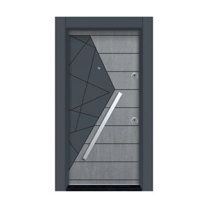 Porte de sécurité extérieure moderne en acier gris, entrée principale avec poignée en acier inoxydable, design antivol - Product Image 6
