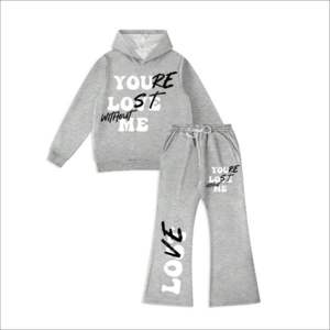 Chándal atlético de dos piezas para hombre con estilo, chándal personalizado de marca de peso pesado, sudadera de lana con capucha sólida, estampado de Jogger - Product Image 2