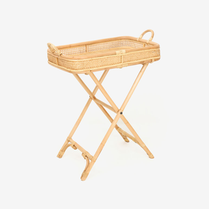 Bandeja de servicio de camarera de mimbre bohemio ecológico de Handwicker con soporte muebles de restaurante de hotel al por mayor de Vietnam - Product Image 1