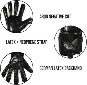 Gants de gardien de but en cuir et latex antidérapants, coupe négative, poignée en latex blanc de qualité professionnelle, matériau en caoutchouc pour l'extérieur. - Product Image 5