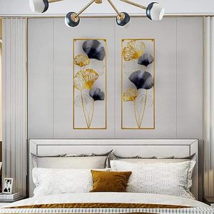 ศิลปะรูปใบแปะก๊วยแบบใหม่ชุดศิลปะผนัง2กรอบคู่ศิลปะโลหะผนังขายดีสำหรับห้องนั่งเล่นห้องนอนโรงแรมสำนักงาน - Product Image 4