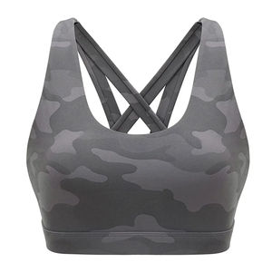 Custom Logo Women Camouflage Printed Sports Bra <b>Cross</b> Back High Impact Padded Yoga Fitness Crop <b>Top</b> - Product Image 2