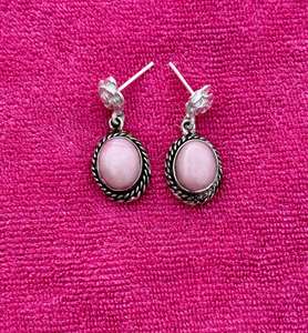 Boucle d'oreille opale rose en argent sterling 925, belle boucle d'oreille pour femme, belle boucle d'oreille en pierre rose. - Product Image 3