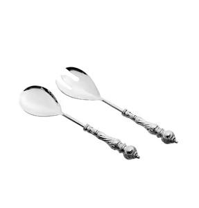 Stainless Steel Salad Server Set with <b>Mirrored</b> Gold Finish and <b>Black</b> <b>Metal</b> Handle Salad Tools Eco-Friendly Dishwasher Safe - Product Image 3
