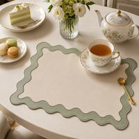 Set de table/sous-plat en cuir personnalisé de 3 mm d'épaisseur, bord ondulé irrégulier, qualité alimentaire, imperméable, pour la décoration des restaurants