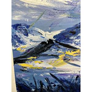 Dipinti 100% fatti a mano su tela 36in X 24in astratta paesaggio di montagna di neve moderna parete arte artista stile moderno scenario - Product Image 6