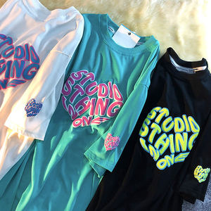 เสื้อยืดผ้าฝ้าย100% สำหรับผู้ชายเสื้อยืดโอเวอร์ไซส์พิมพ์ลาย3D พิมพ์พัฟทรงหลวมใส่ได้ตามต้องการ - Product Image 3