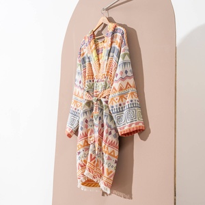 เสื้อคลุมอาบน้ำลายพิมพ์ชาติพันธุ์ตุรกี หลากสี คิโมโน ผ้าฝ้าย 100% - Product Image 1